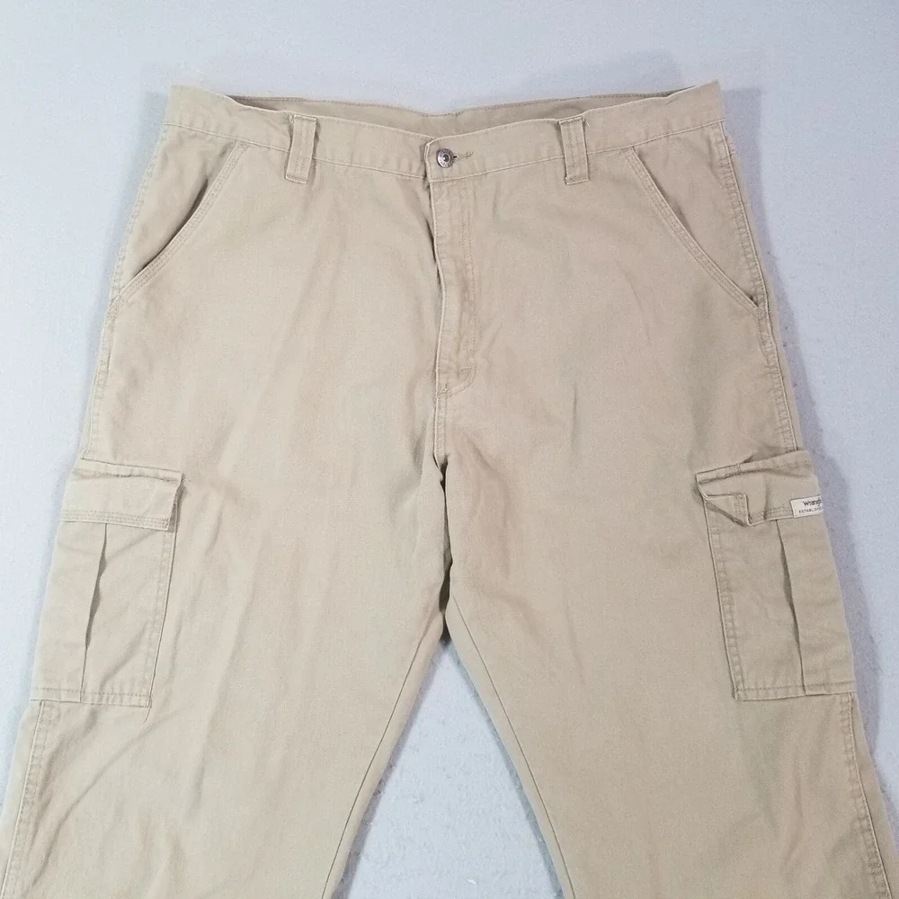 Wrangler cargo pants men's 40x32 regular fit straight beige tan cotton outdoor